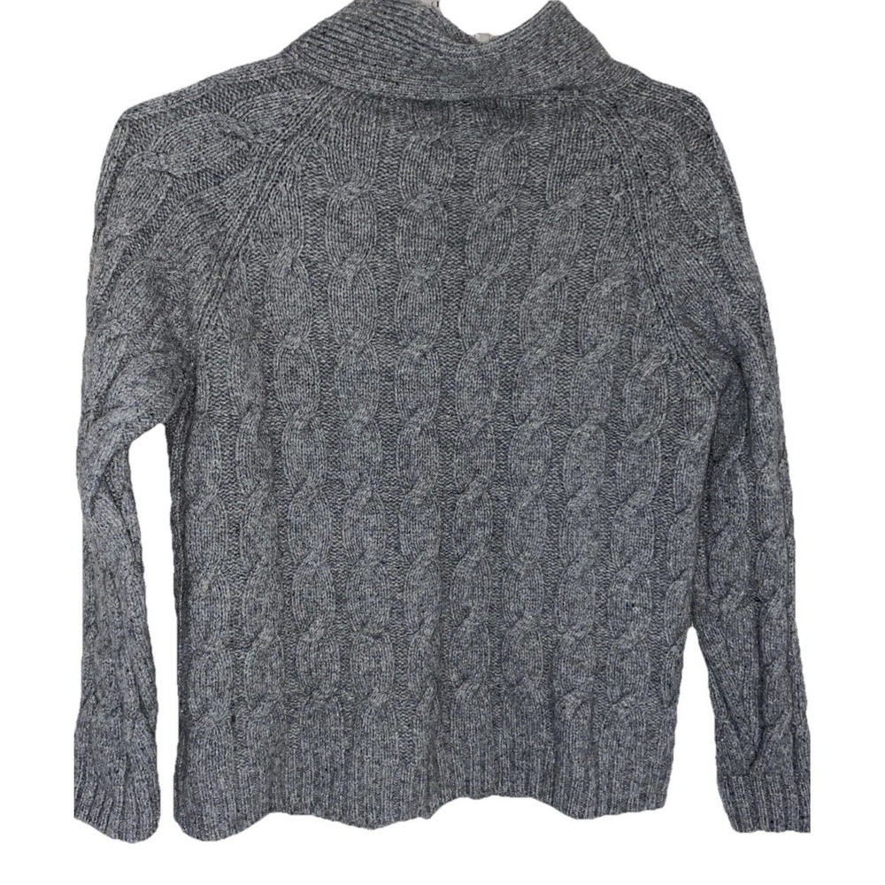Turnbury Merino Wool Cable Knit Sweater Gray Cardigan Mens L Wood Buttons Grampa - Picture 7 of 12